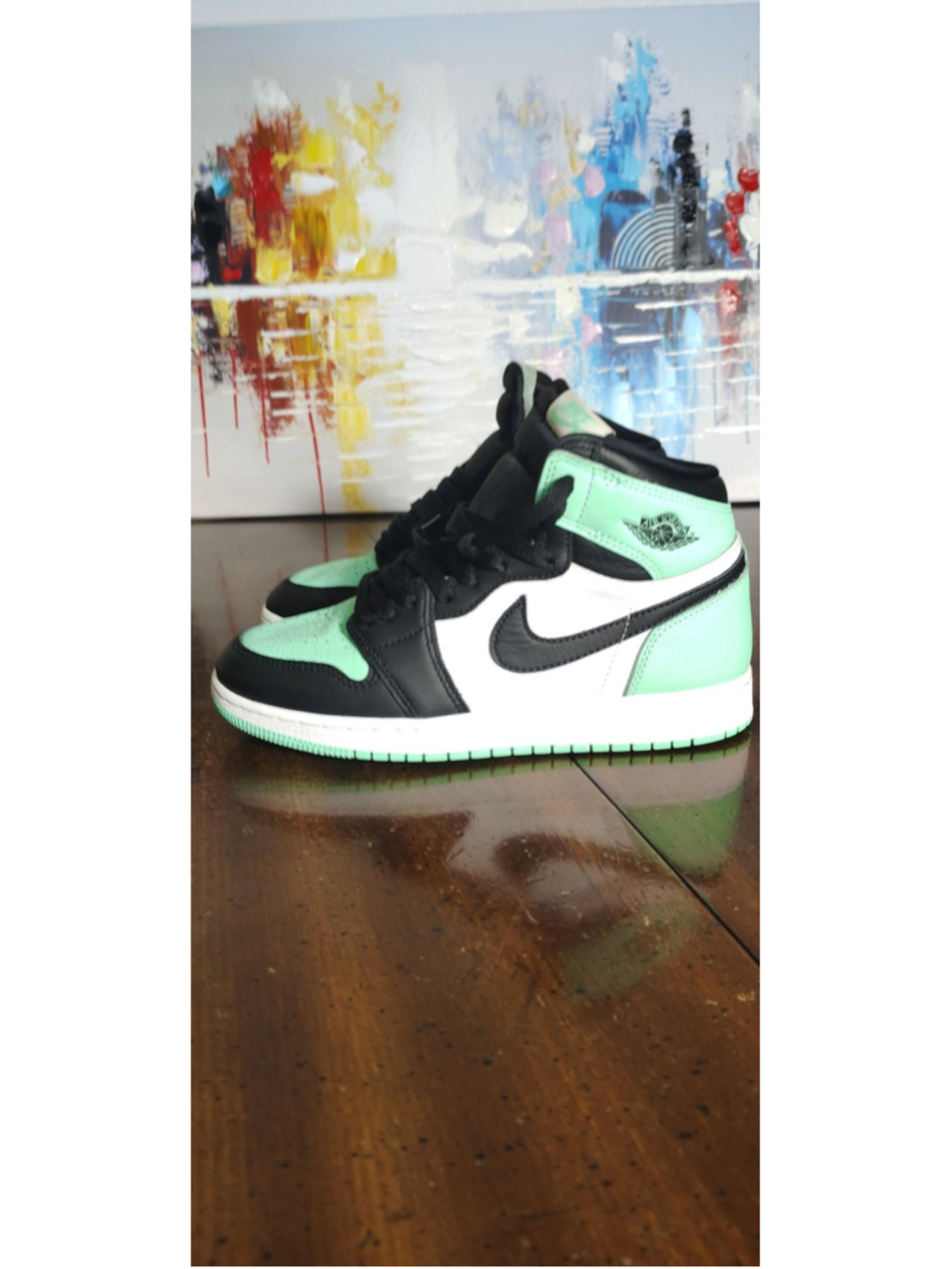 Jordan Air Jordan 1 Mid Shoes Youth Size 7Y Mint Green Black Sneakers FD1437-130
